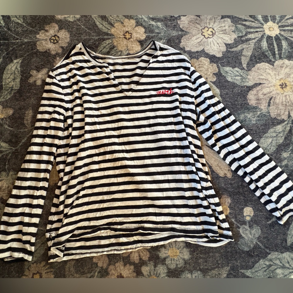 🦄10/$10 Madewell Black and Cream Striped Top